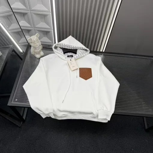 Hochwertige Dior Sweatshirts aus weißer Lederstickerei-Kollektion