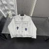 Hochwertige Chrome Hearts Jacken, Kollektion mit bestickten Jeans in Grau