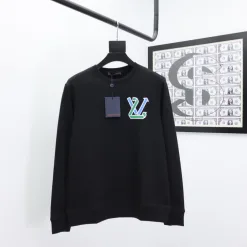 Hochwertiger Louis Vuitton Hoodie aus schwarzer Baumwolle, klassische Kollektion