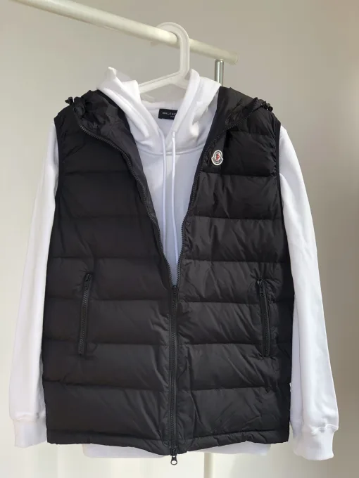 Premium Moncler Weste Schwarz Satin Luxus