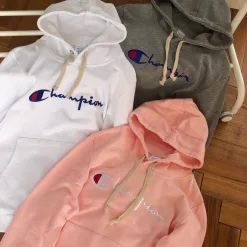 Premium Qualität Champion Sweatshirts Gelb Baumwolle Bestickt Luxus