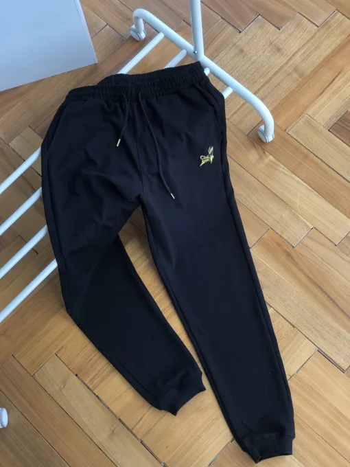 Premium Lacoste Jogginghose Schwarz Baumwolle Casual Kollektion