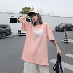 Premium The North Face Kurzarm Lila Oversize Kollektion