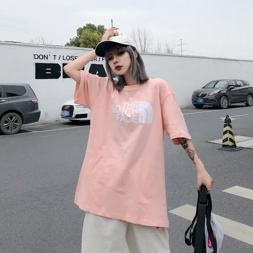 Premium The North Face Kurzarm Lila Oversize Kollektion