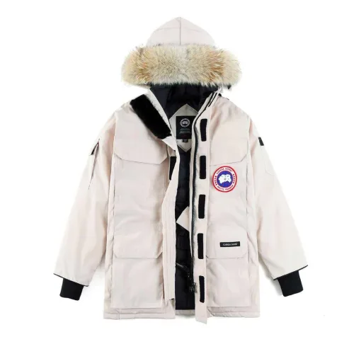 Hochwertige Canada Goose Jacken Weiß Fleece Classic Luxury