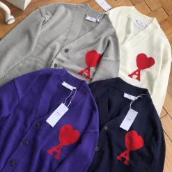 Premium Ami Pullover Weiß Baumwolle Logo Style