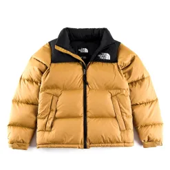 Luxuriöse Daunenjacke von The North Face im goldenen Nylon-Stickerei-Stil