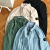 Premium Qualität Stone Island Hemd Weiß Baumwolle Gewaschen Luxus