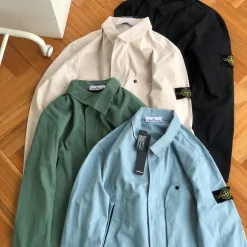 Premium Qualität Stone Island Hemd Weiß Baumwolle Gewaschen Luxus
