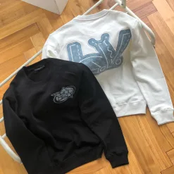 Premium Louis Vuitton Sweatshirts Schwarzer Denim Monogramm-Stil