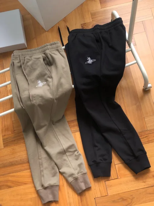 Hochwertige Vivienne Westwood Jogginghose Schwarz Baumwolle Bestickt Luxus
