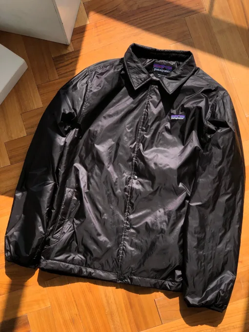 Hochwertige Coach-Jacke aus schwarzem Polyester, karierte Kollektion