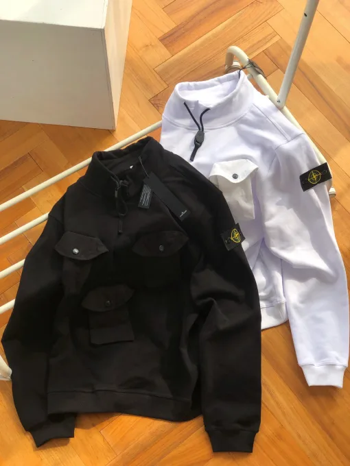 Hochwertiger Stone Island Hoodie im White Washed Style