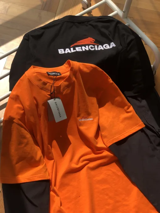 Hochwertiges Balenciaga Hemd Orange Baumwolle Bestickt Luxus