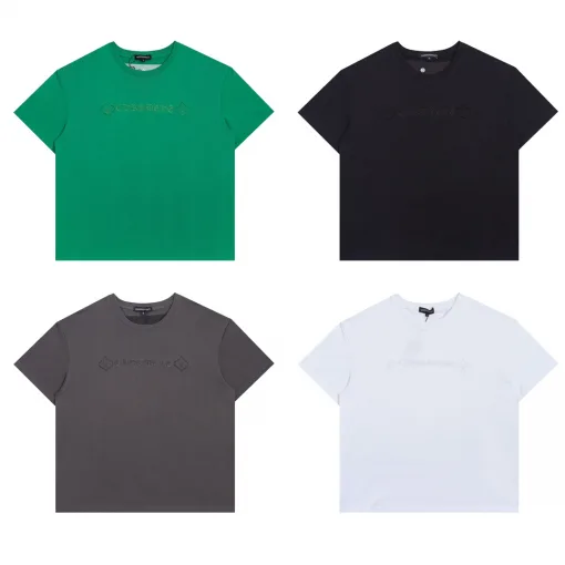 Meistverkaufte Chrome Hearts Kurzarm Schwarz Baumwolle Bestickt Luxus