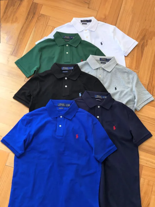 Bestseller Ralph Lauren Kurzarm Schwarz Baumwolle Klassisch Luxus