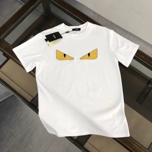 Premium Fendi Kurzarm Schwarz Baumwolle Atmungsaktiv Stil
