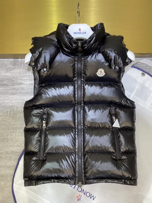 Premium Moncler Weste Grau Nylon Klassischer Stil