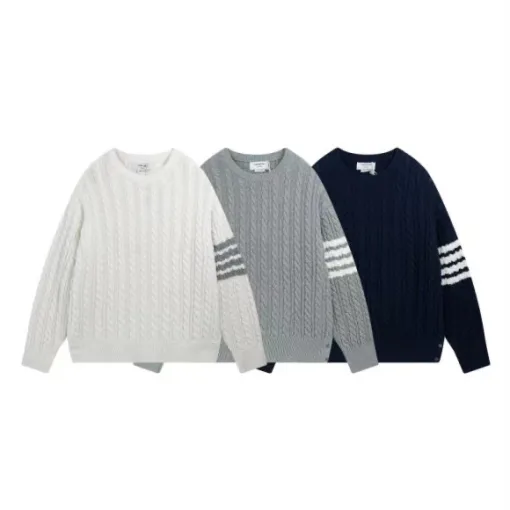 Bestseller Thom Browne Pullover Weiß Strick Gestreift Kollektion