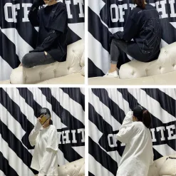 Premium Off-White Langarmshirt aus weißer Baumwolle im klassischen Stil