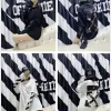 Premium Qualität Off-White Langarm Weiß Baumwolle Klassisch Luxus