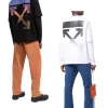 Luxus Off-White Langarm Weiß Baumwolle Farbverlauf Stil