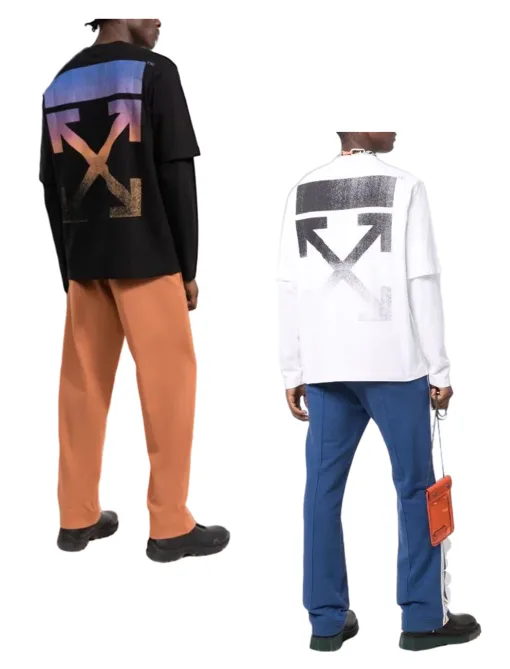 Luxus Off-White Langarm Weiß Baumwolle Farbverlauf Stil
