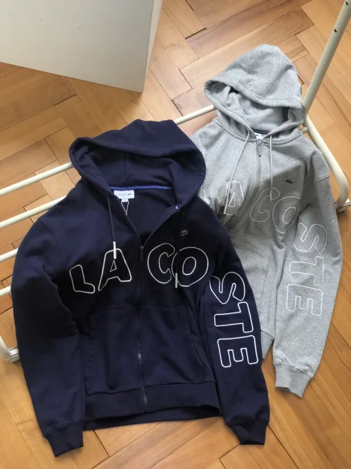 Hochwertige Lacoste Jacken Grau Baumwolle Casual Kollektion