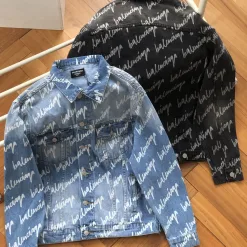 Hochwertige Balenciaga Jacken Blue Denim Logo Luxus