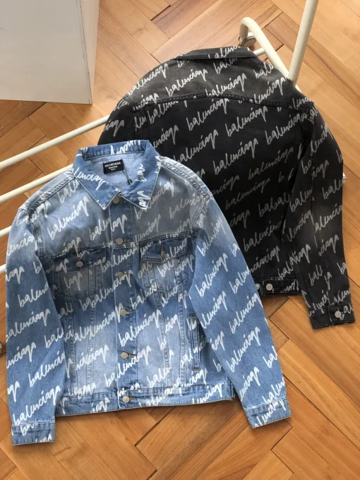 Hochwertige Balenciaga Jacken Blue Denim Logo Luxus