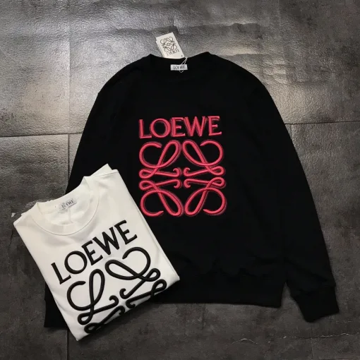 Hochwertige Loewe Langarm Schwarz Baumwolle Casual Kollektion
