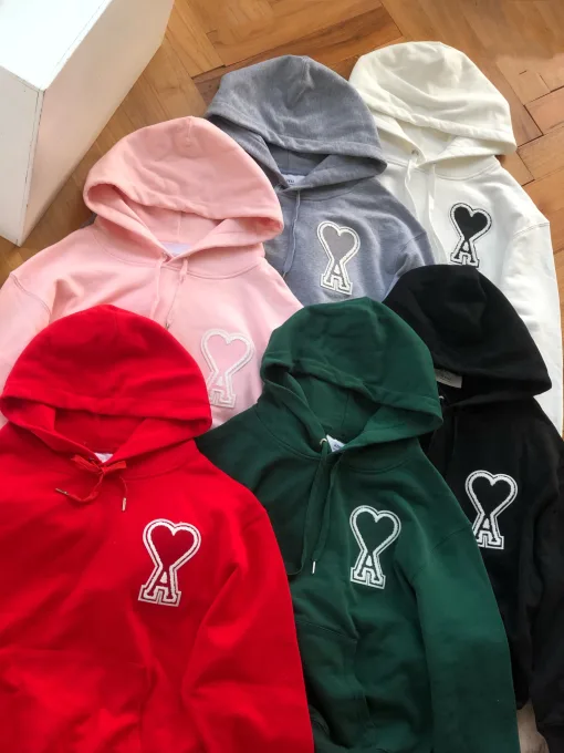 Premium Ami Sweatshirts Schwarz Baumwolle Bestickt Luxus