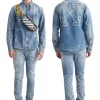 Luxus Off-White Hemden White Denim Bestickte Kollektion