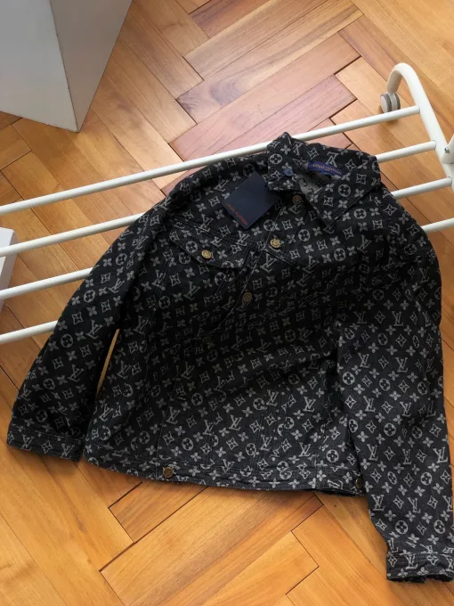 Hochwertige Louis Vuitton Jacken Schwarz Denim Jacquard Luxus