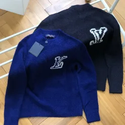 Hochwertiger Louis Vuitton Pullover Schwarz Wolle Gewaschen Luxus