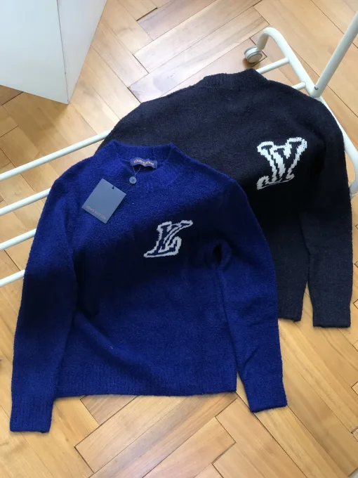 Hochwertiger Louis Vuitton Pullover Schwarz Wolle Gewaschen Luxus