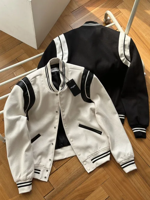 Bestseller Saint Laurent Mantel Schwarze Leder-Jacquard-Kollektion