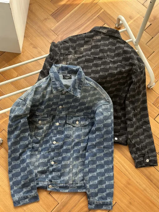 Premium Balenciaga Jacken Schwarz Denim Print Luxus