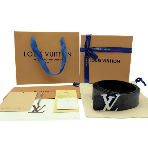 Hochwertiger Louis Vuitton Gürtel aus grauem Rindsleder, Monogramm-Kollektion