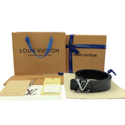 Hochwertiger Louis Vuitton Gürtel Grau Canvas Monogramm Luxus