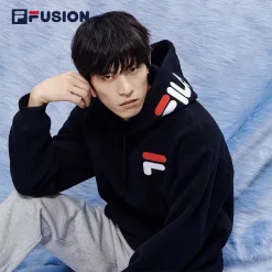 Hochwertige Fila Sweatshirts aus schwarzer Fleece-Kollektion mit Stickerei