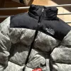 Hochwertige Daunenjacke von The North Face im weißen Nylon-Stickerei-Stil