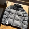 Hochwertige Daunenjacke von The North Face in Grau, Nylon, bestickt, Luxus