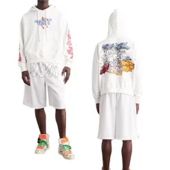 Hochwertige Off-White Sweatshirts Weiße Seide Bestickt Luxus