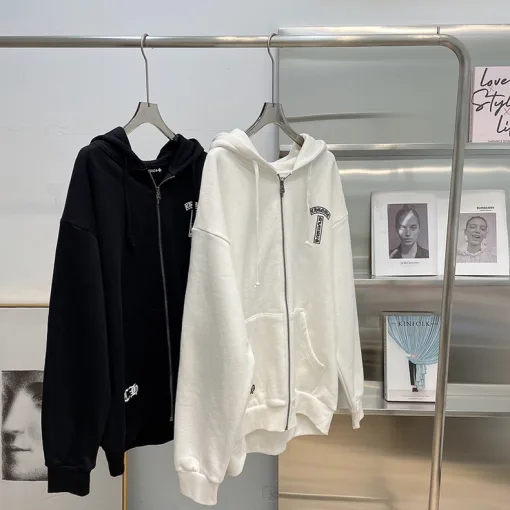 Meistverkaufte Chrome Hearts Jacken Schwarz Baumwolle Druck Luxus