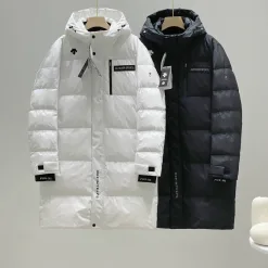 Hochwertige Descente Daunenjacke Schwarz Nylon Atmungsaktiver Stil