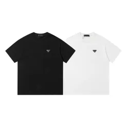Premium Prada Kurzarm Schwarz Baumwolle Klassischer Stil