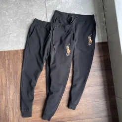 Luxus Ralph Lauren Hose Schwarz Fleece Classic Luxury