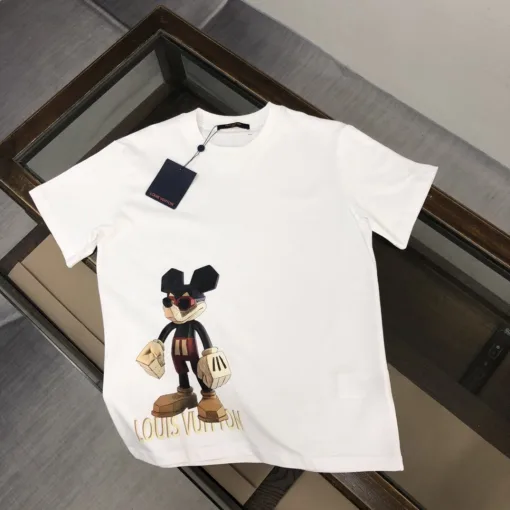Meistverkaufte Louis Vuitton Kurzarm Weiß Baumwolle Atmungsaktiv Stil