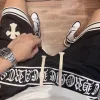 Luxuriöse Chrome Hearts Shorts aus schwarzer Seide mit Stickerei